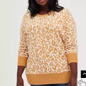 Drop Shoulder Sweater - Popcorn Leopard